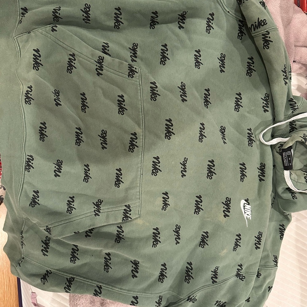Nike Olive Hoodie with Logo Pattern